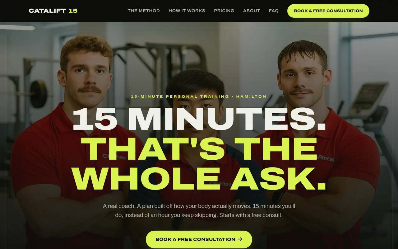 The Catalift 15 website we built, shown on a desktop screen